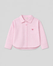 Camisa de rayas rosa con corazón bordado para niña