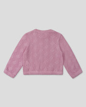 Saco en tejido trenzado rosa para niña