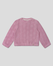 Saco en tejido trenzado rosa para niña