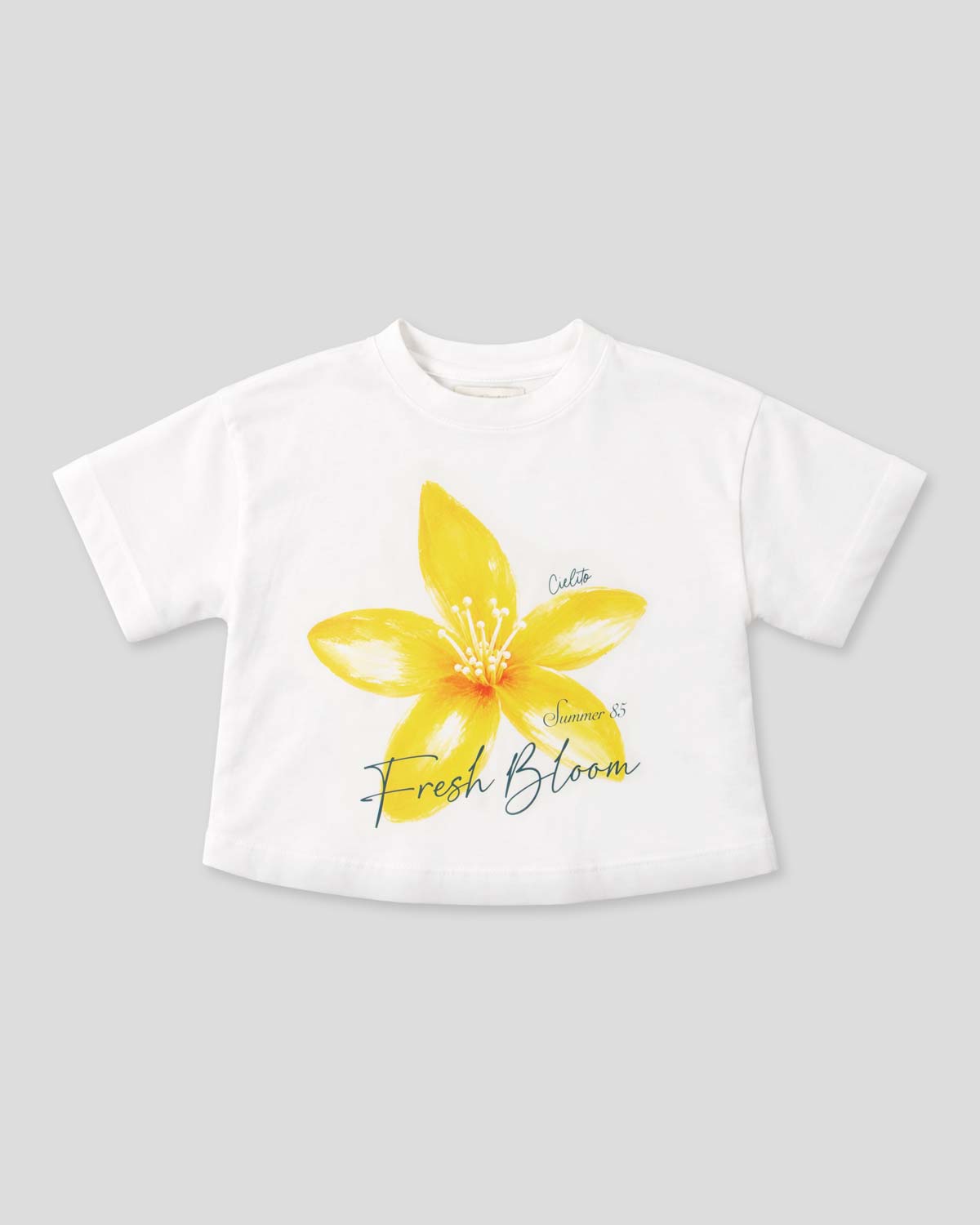 Camiseta blanca con estampado de flor "Fresh Bloom" para niña