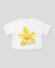 Camiseta blanca con estampado de flor "Fresh Bloom" para niña