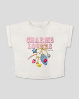 Camiseta blanca estampada "Charms Lovers" para niña