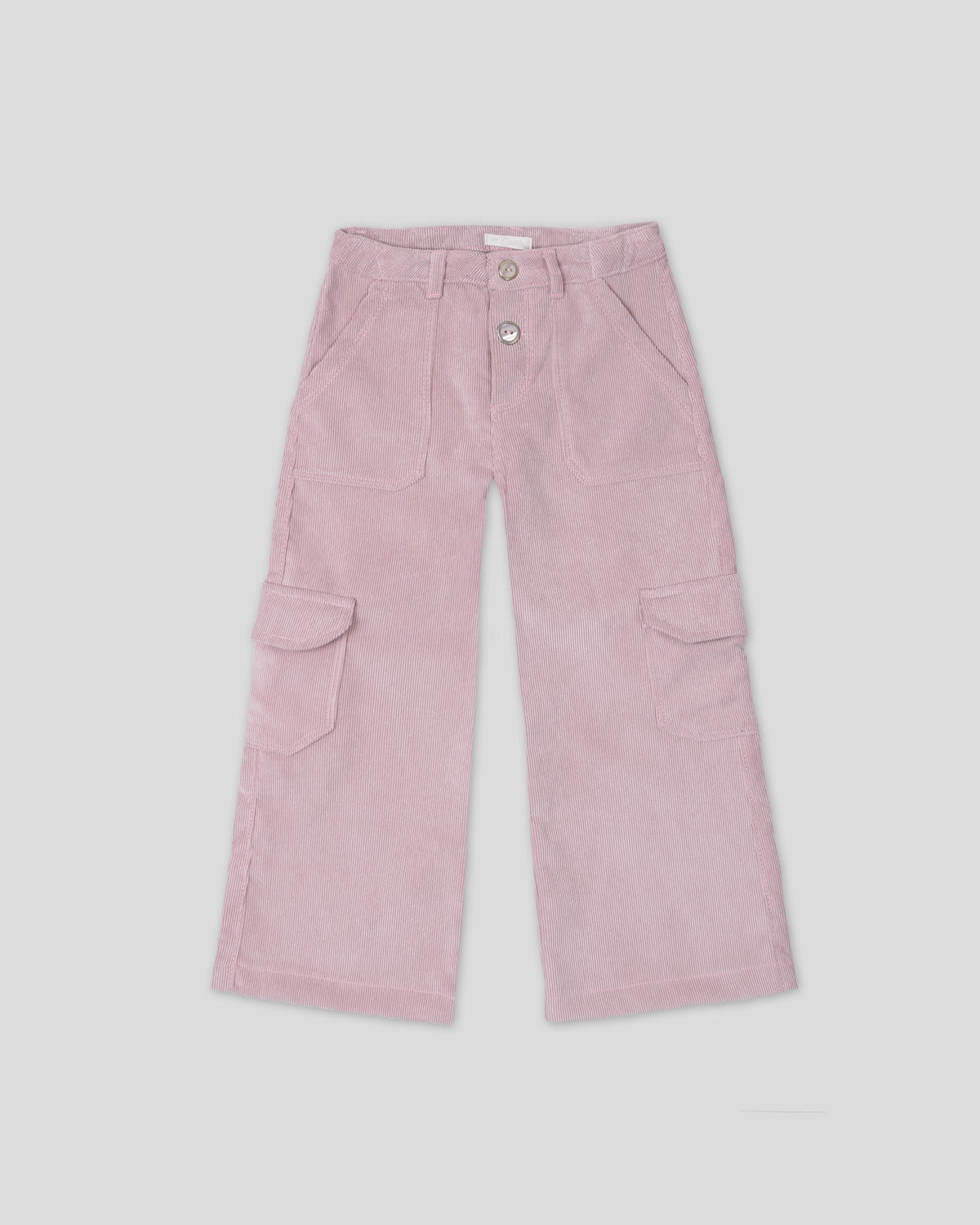 Pantalón cargo tela pana palo de rosa para niña