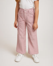 Pantalón cargo tela pana palo de rosa para niña