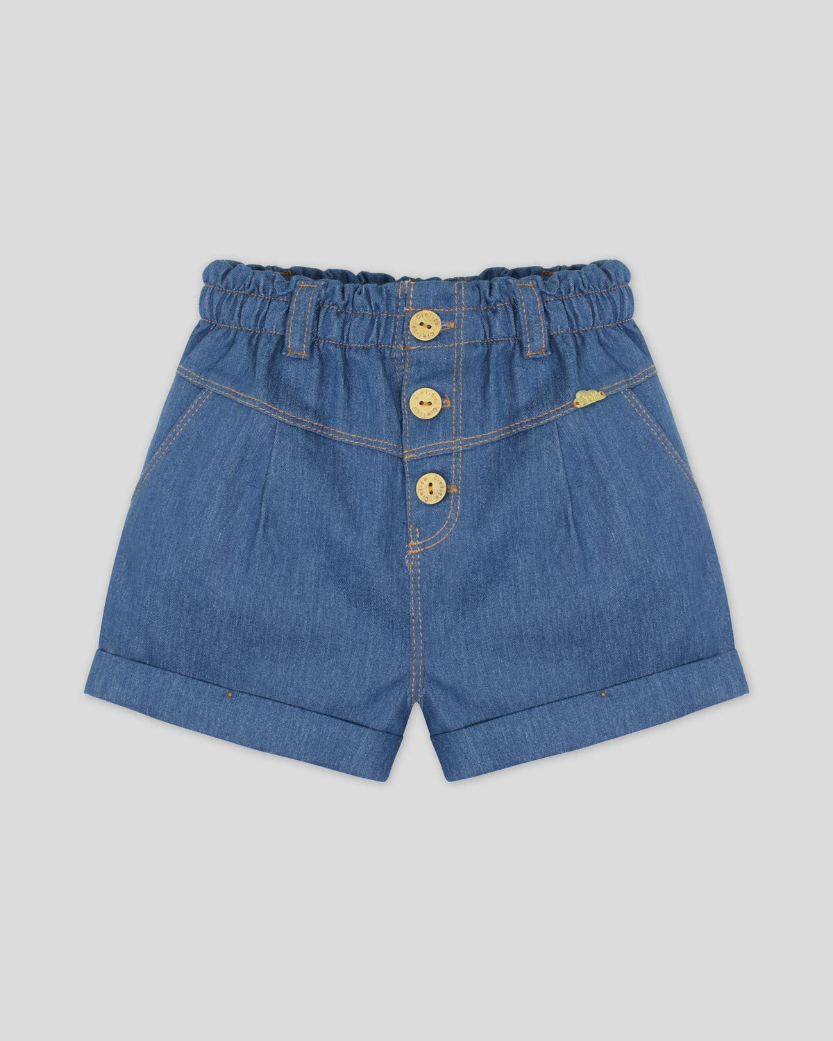 Short denim con botones para niña