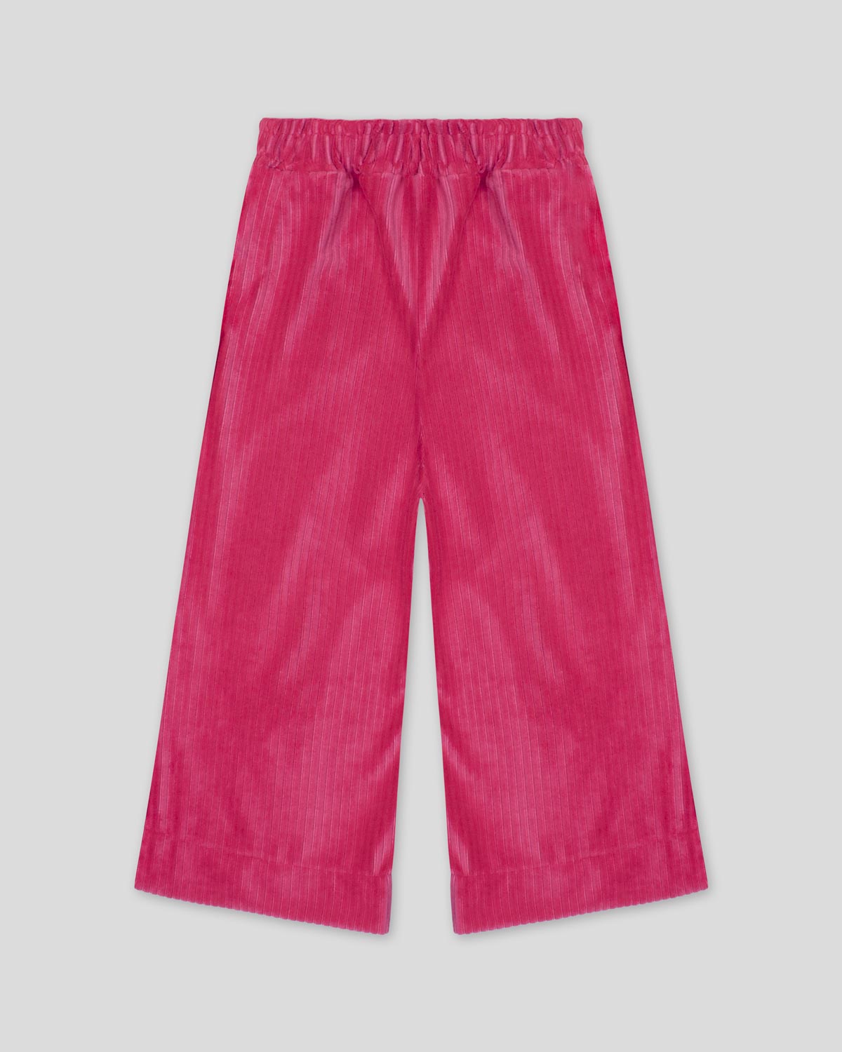 Pantalón fucsia resortado en tejido rib para niña