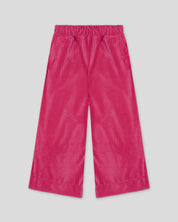 Pantalón fucsia resortado en tejido rib para niña