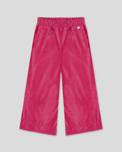 Pantalón fucsia resortado en tejido rib para niña