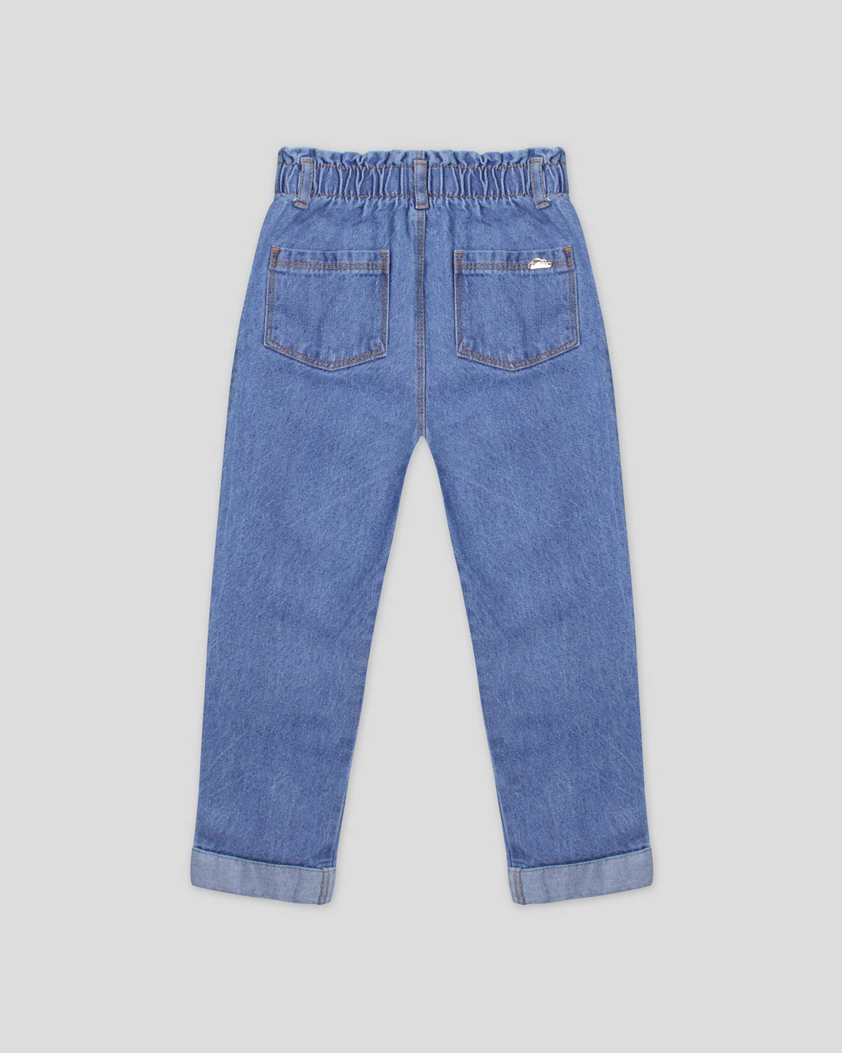 Jean denim con bordado de orejitas de conejo con pompom para niña