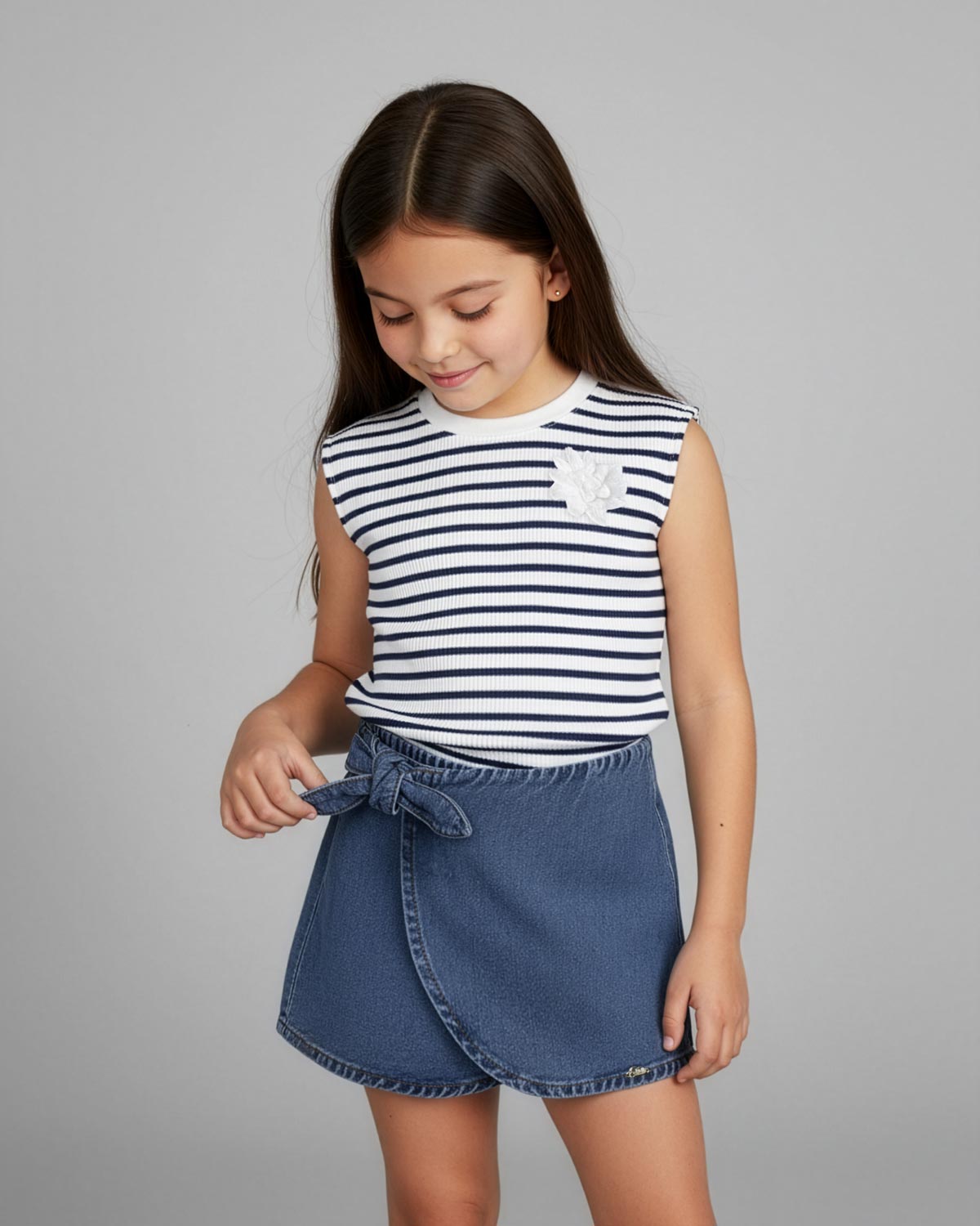 Falda short denim para niña