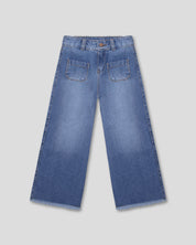 Jean denim marine fit con bolsillos para niña