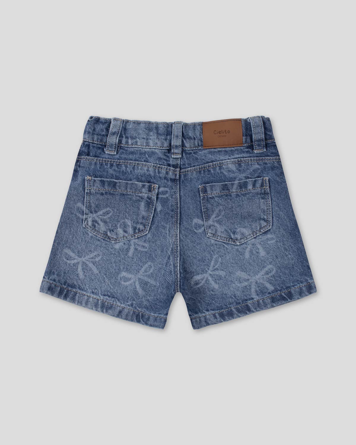 Short denim con diseño de moños para niña