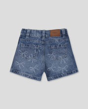 Short denim con diseño de moños para niña