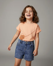 Short denim con diseño de moños para niña