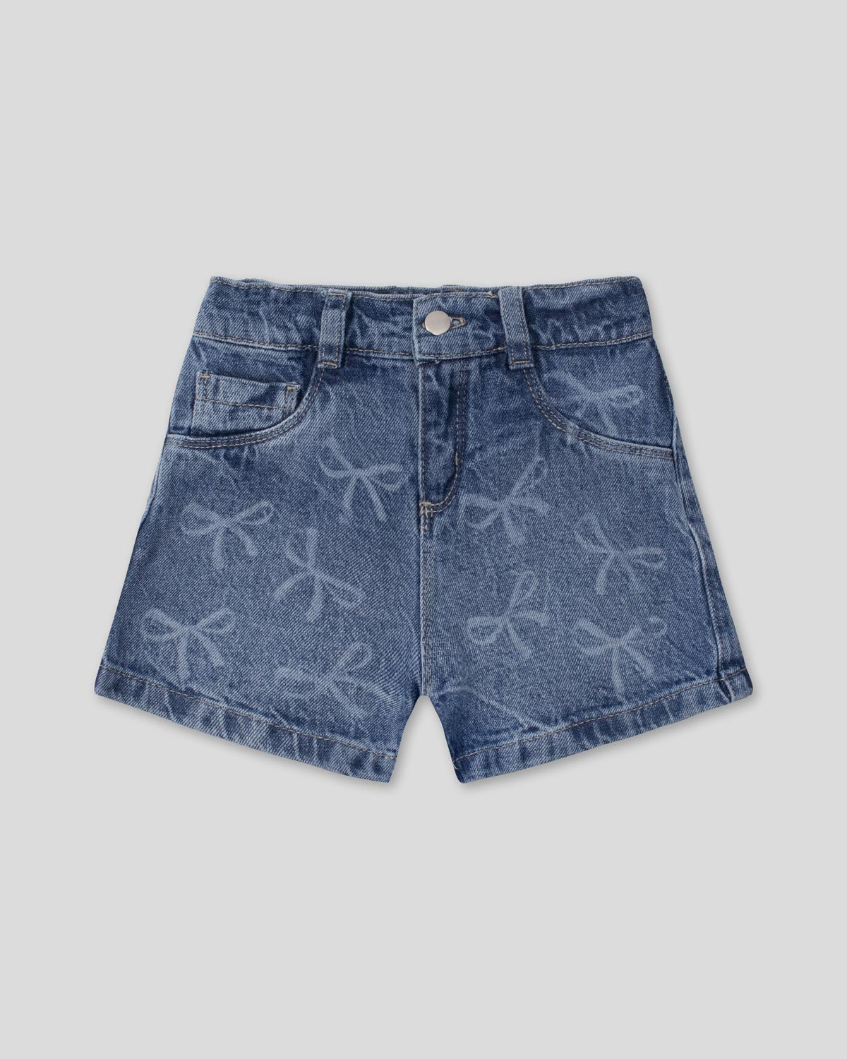 Short denim con diseño de moños para niña