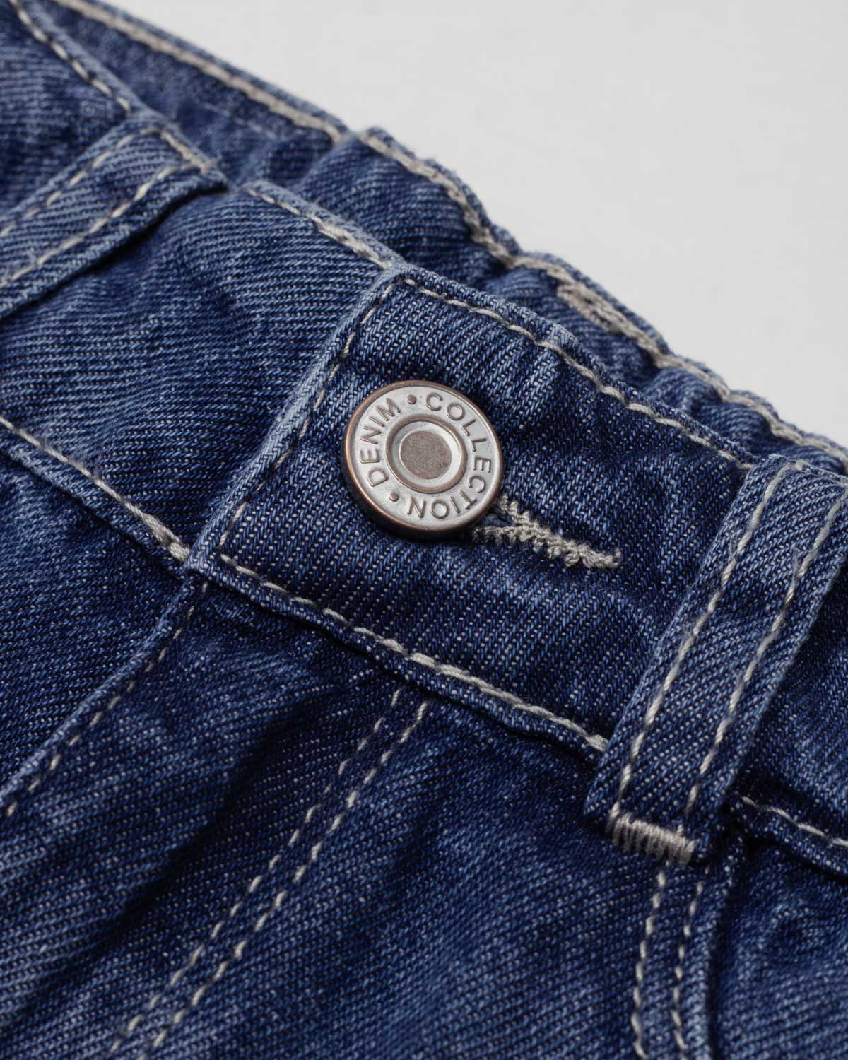 Jean denim marine fit con aplique brillante de estrellas para niña