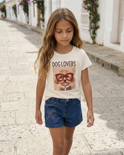 Short denim con aplique brillante de estrellas para niña
