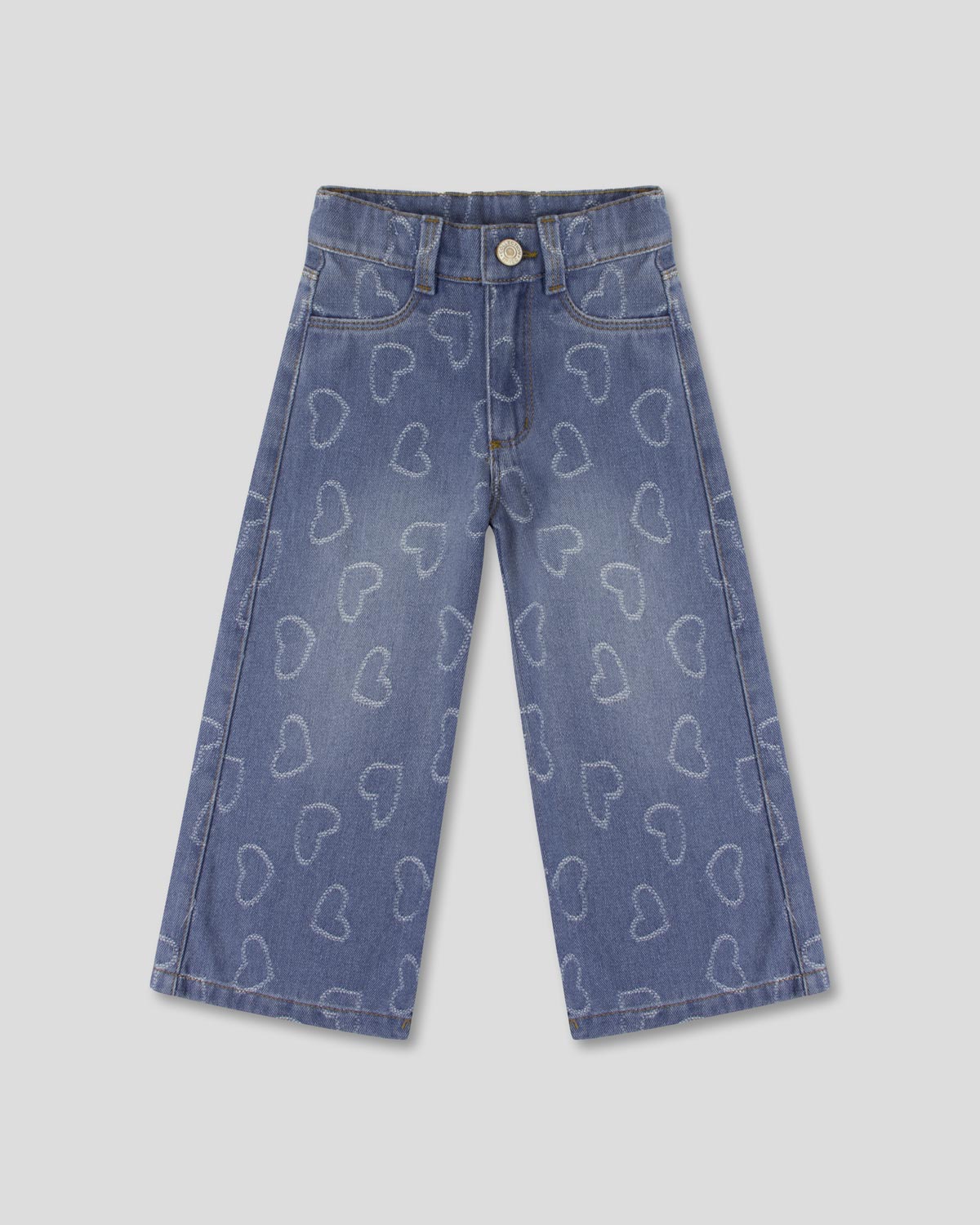 Jean denim con diseño de corazones para niña