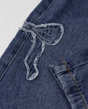 Jean denim con detalle de moños para niña