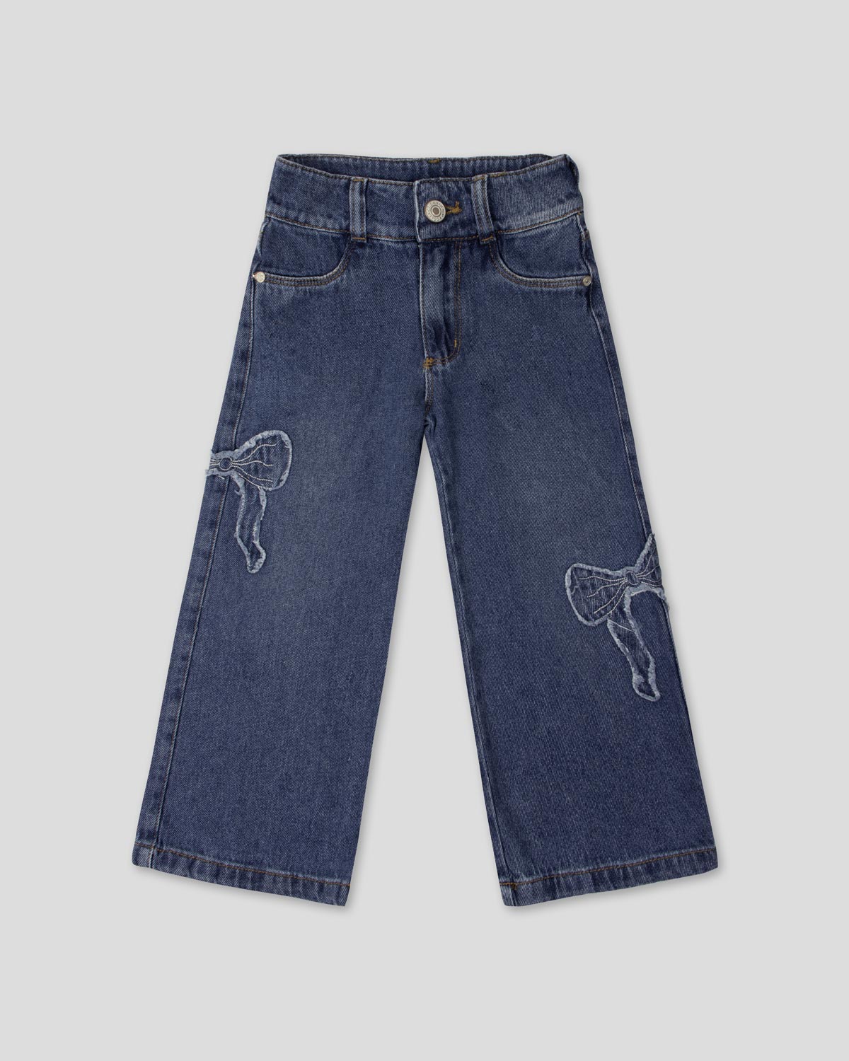 Jean denim con detalle de moños para niña