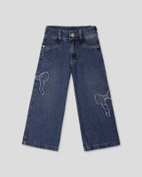 Jean denim con detalle de moños para niña