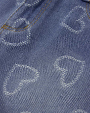 Short denim con diseño de corazones para niña