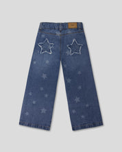Jean denim marine fit con estrellas para niña