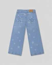 Jean denim marine fit con estrellas para niña