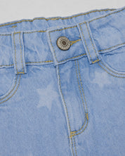 Jean denim marine fit con estrellas para niña