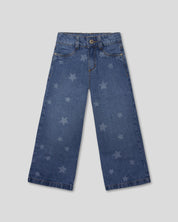Jean denim marine fit con estrellas para niña