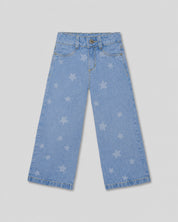 Jean denim marine fit con estrellas para niña