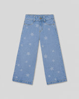 Jean denim marine fit con estrellas para niña
