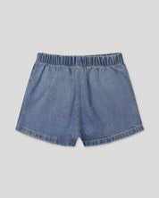 Falda short denim con moño para niña