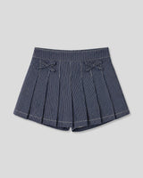 Falda short denim de rayas con moñitos para niña