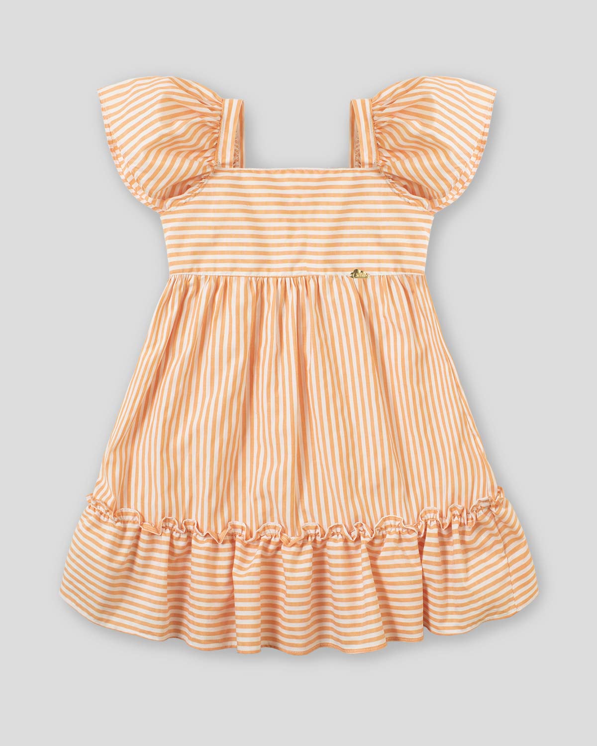 Vestido largo de líneas naranjas para niña