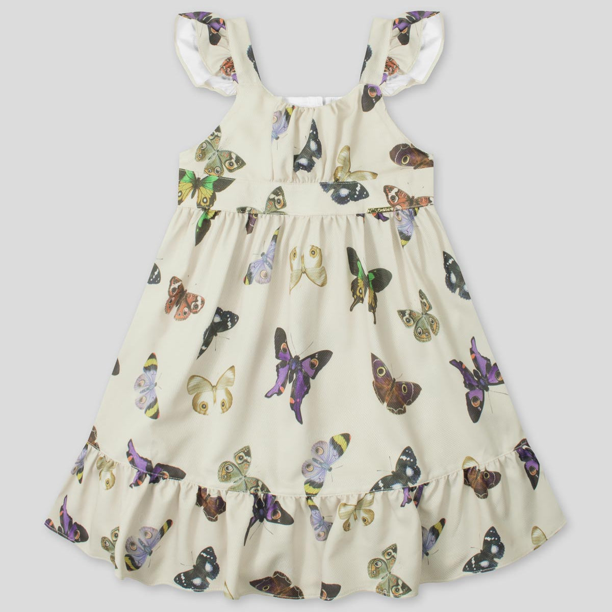 Vestido estampado de mariposas con terminado en bolero para niña