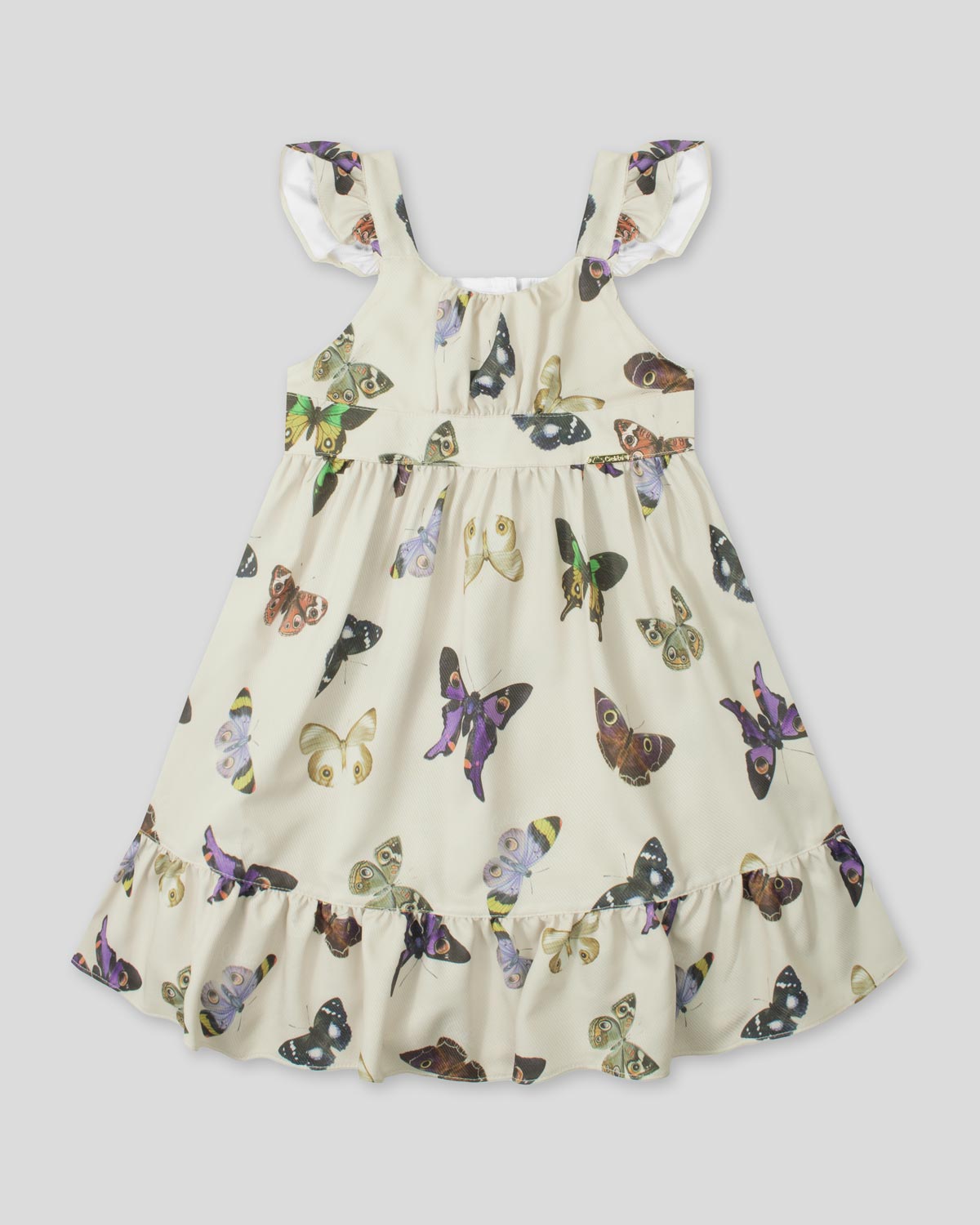 Vestido estampado de mariposas con terminado en bolero para niña