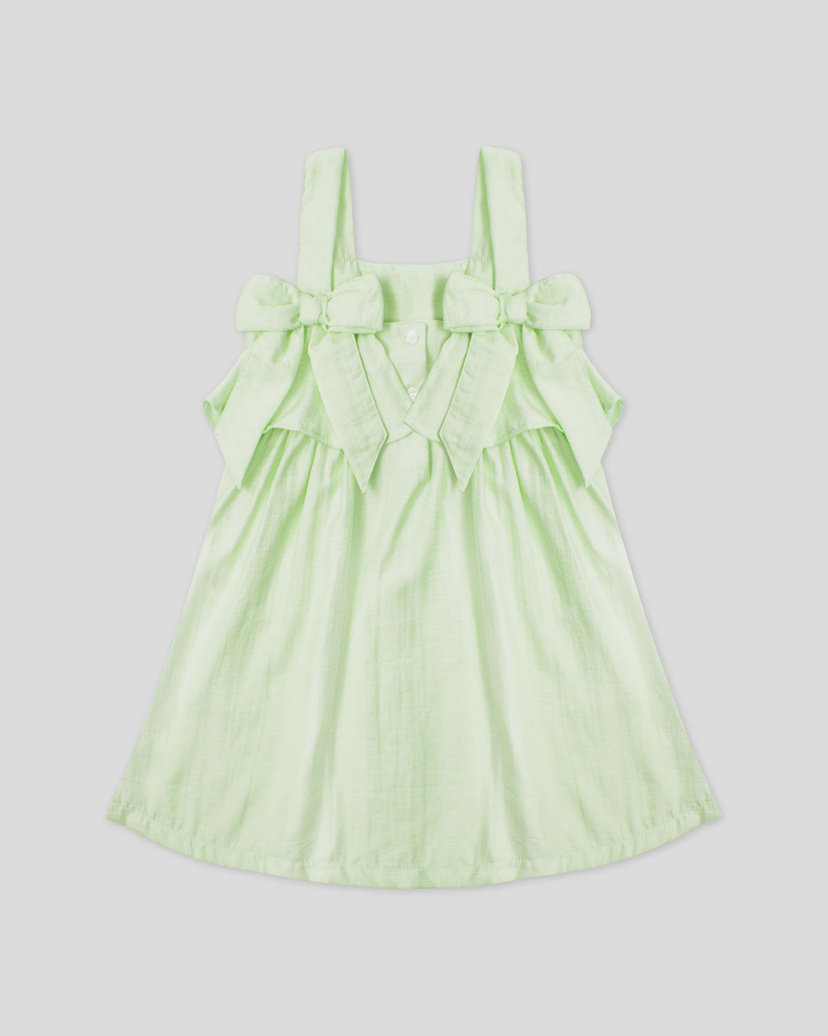 Vestido verde en tencel con bolero y detalles de moño en espalda para niña