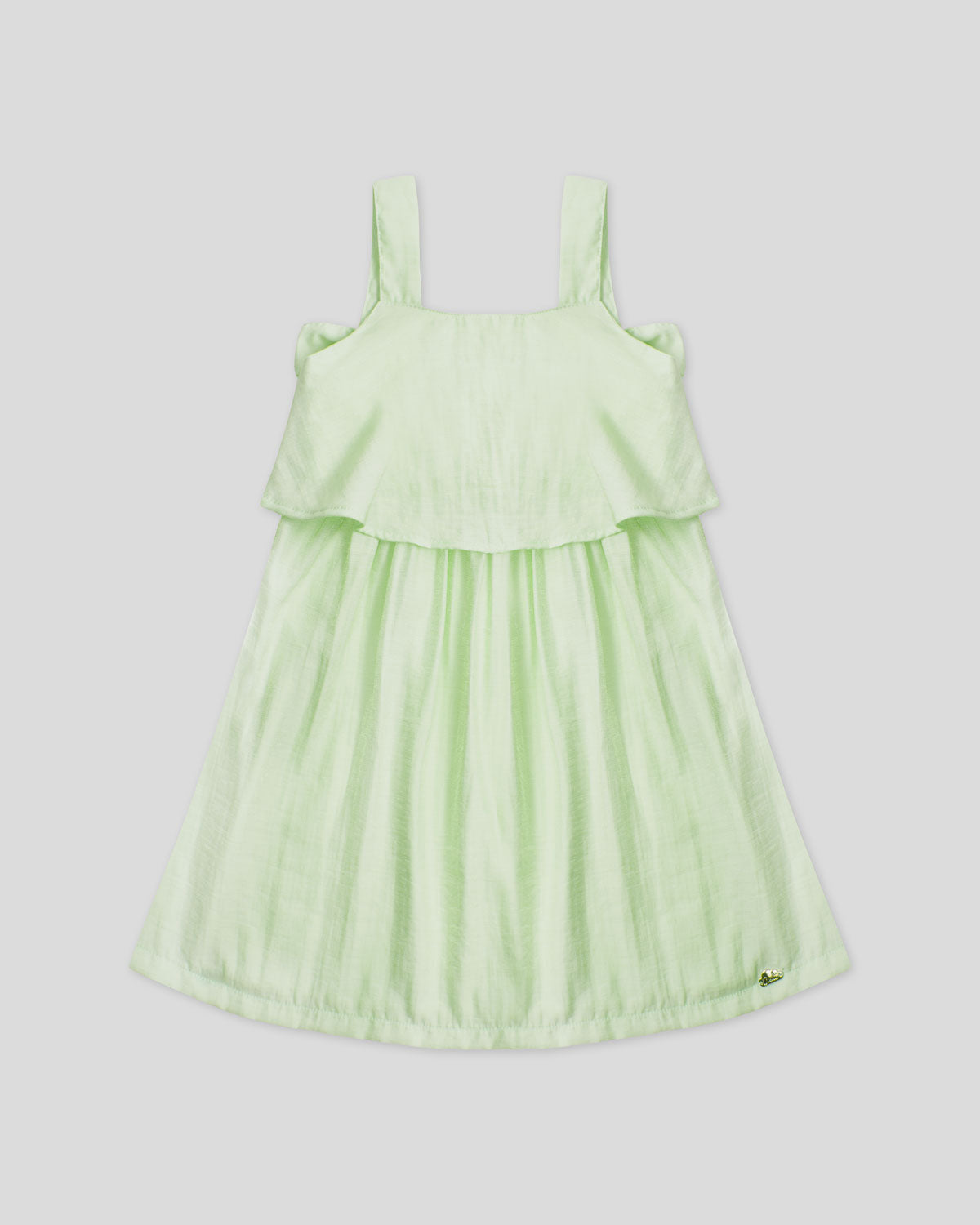 Vestido verde en tencel con bolero y detalles de moño en espalda para niña