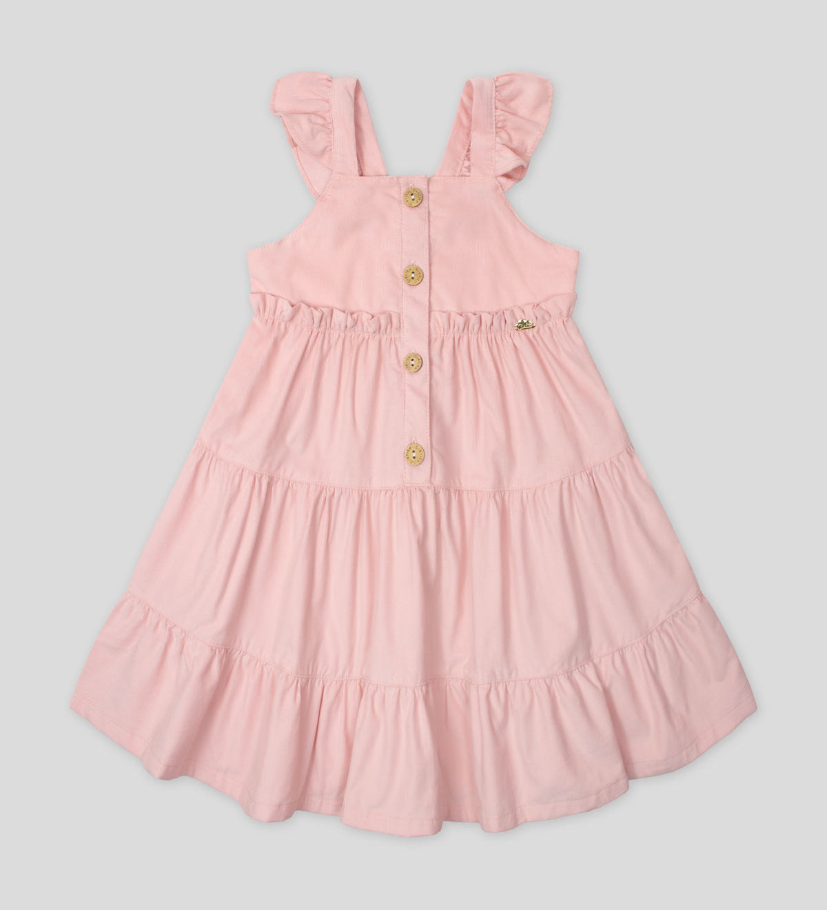 Vestido en corduroy de tiras con boleritos y botones para niña