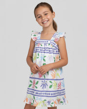 Vestido estampado de tiras con boleros para niña