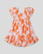 Vestido estampado de flores y terminado en bolero para niña
