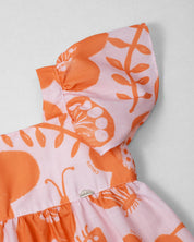 Vestido estampado de flores y terminado en bolero para niña