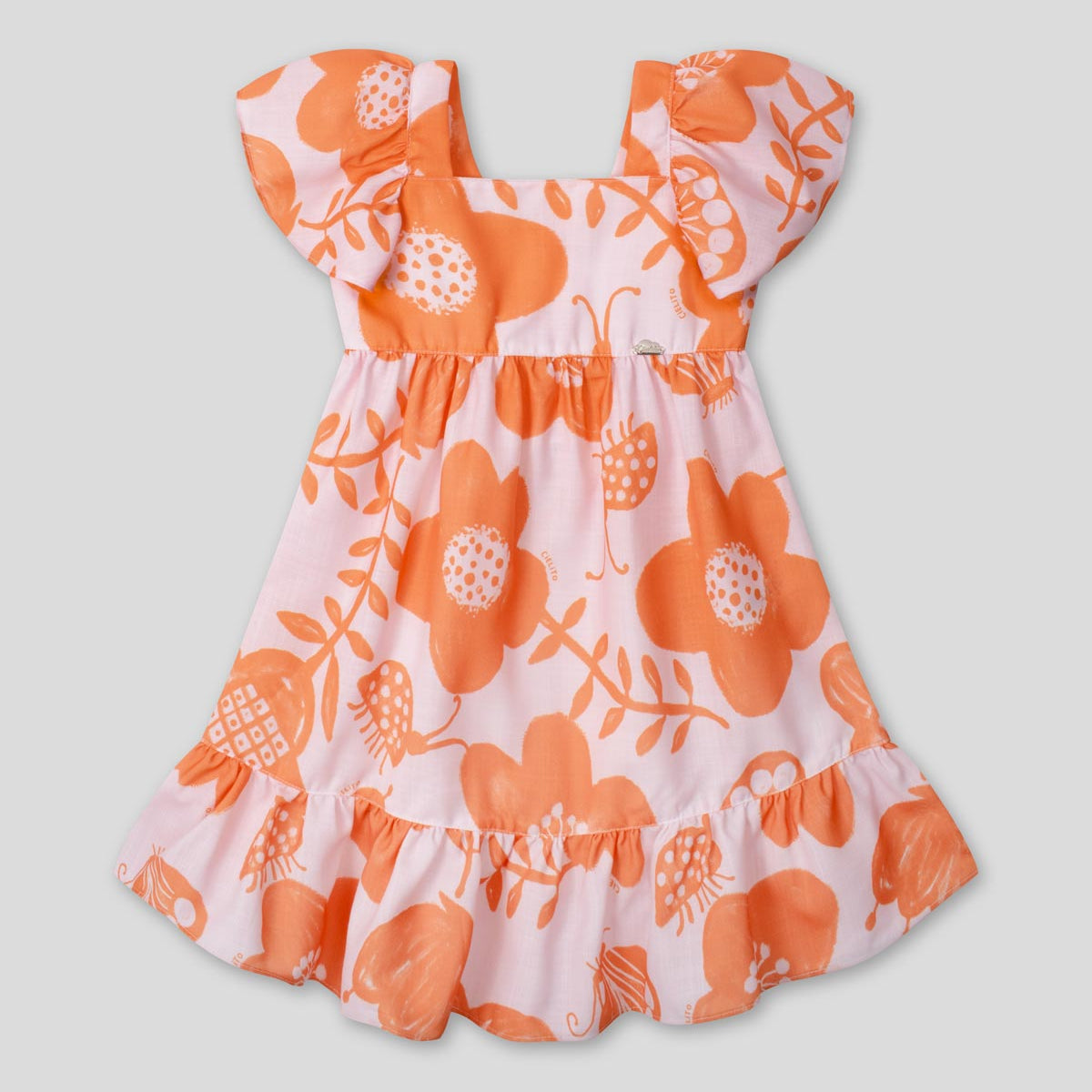 Vestido estampado de flores y terminado en bolero para niña