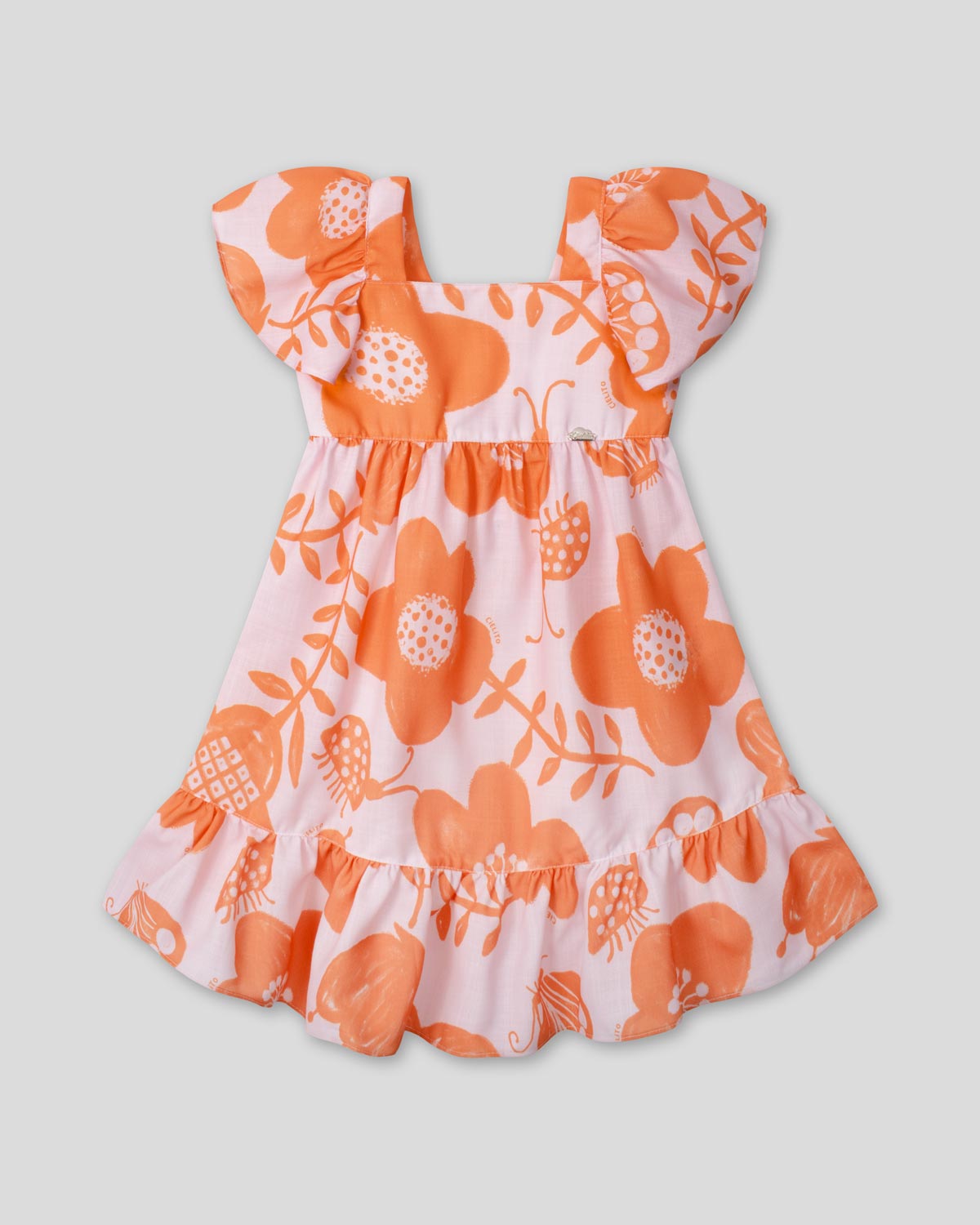 Vestido estampado de flores y terminado en bolero para niña