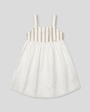 Vestido en lino con textura tejida y moño en espalda para niña