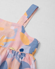 Vestido estampado con moño azul en espalda para niña