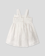 Vestido blanco de tiras con moño y tela bordada para niña