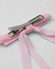 Moño pinza de cintas rosa