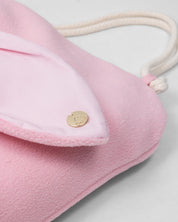 Tula rosa con moñito y orejitas de conejo